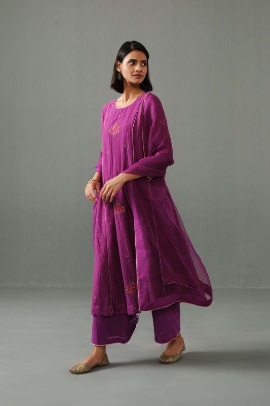 Noor Kurta Set Purple aubergine