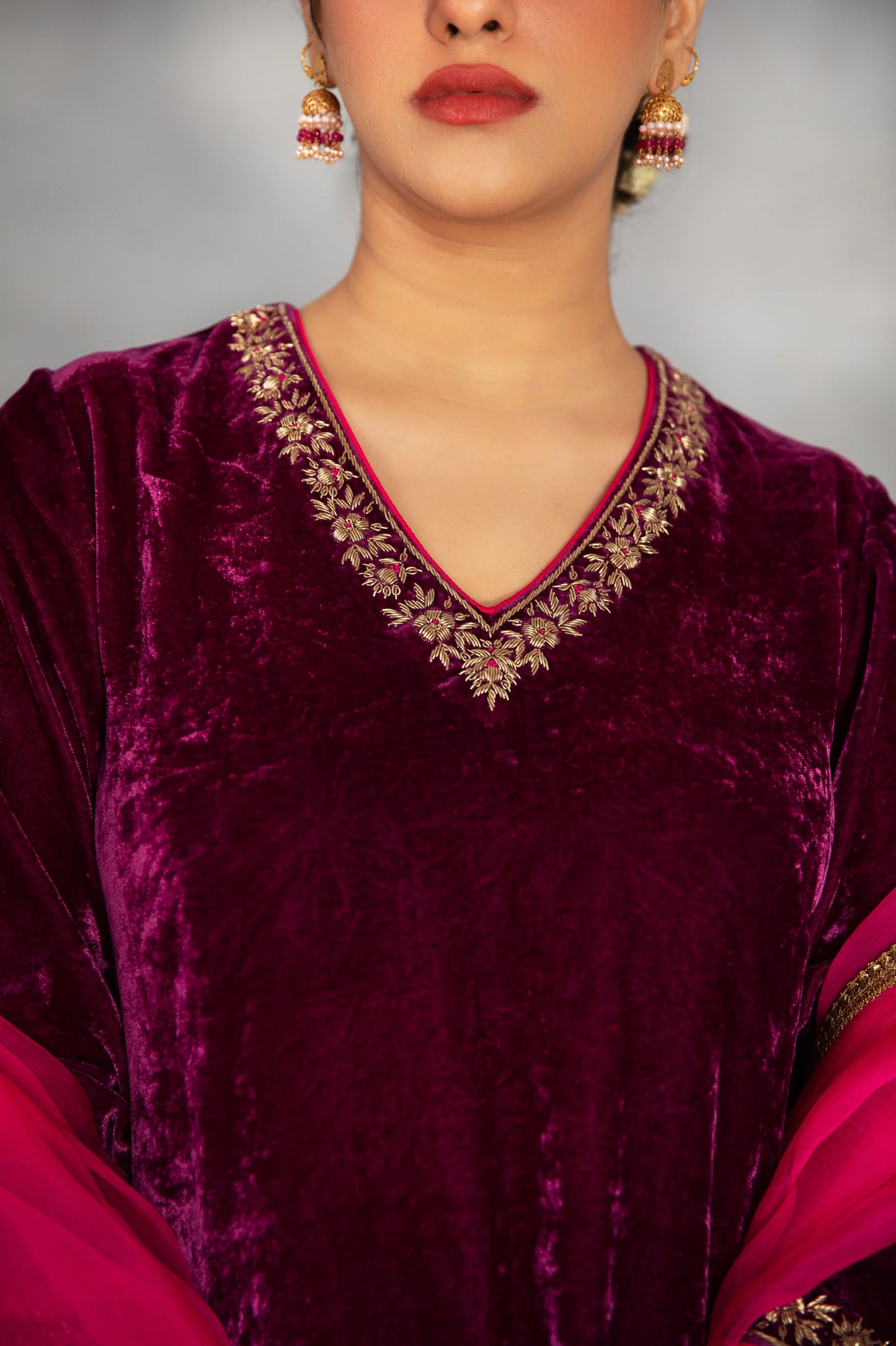 Zoya Kurta Salwar Dupatta Set Aubergine