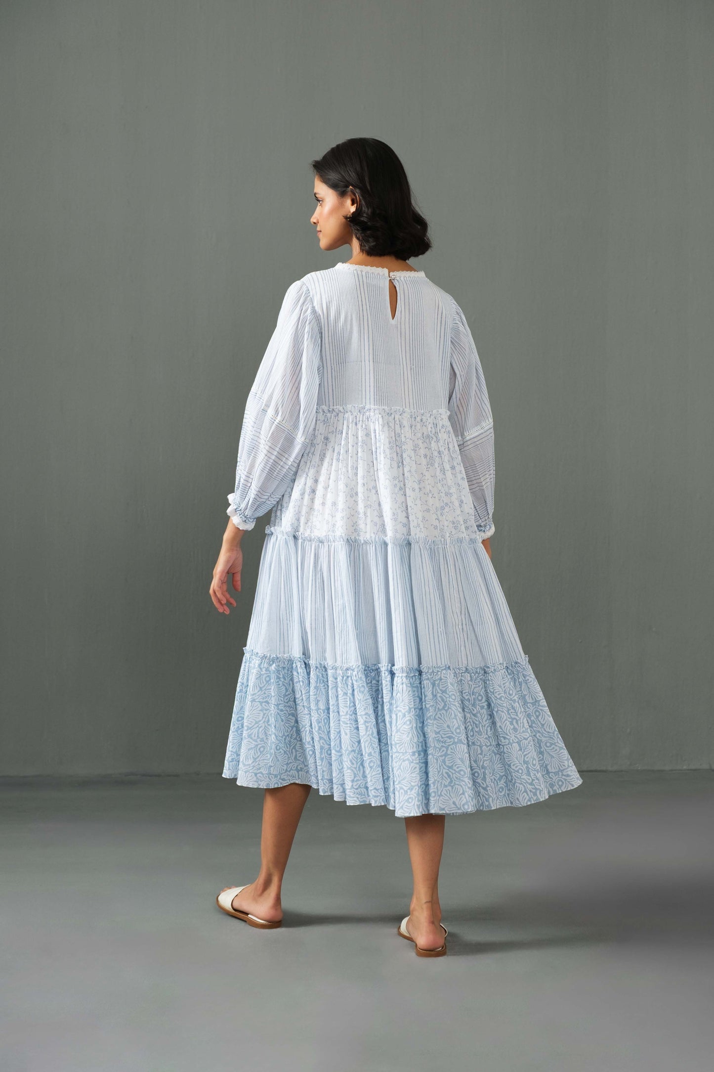 Megan Block Print Dress Blue