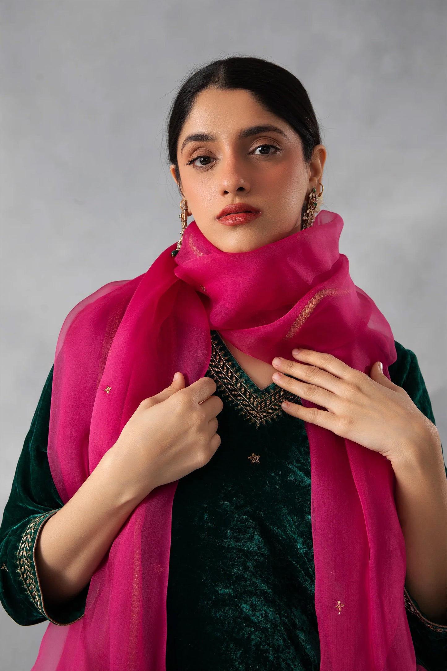 Karishma Kurta Sharara Dupatta Set Emerald Green