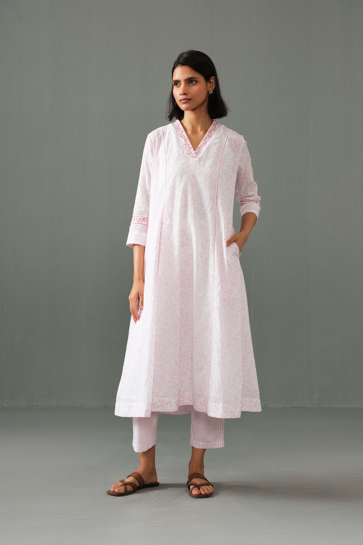 Ankita Block Print Kurta Set Pink