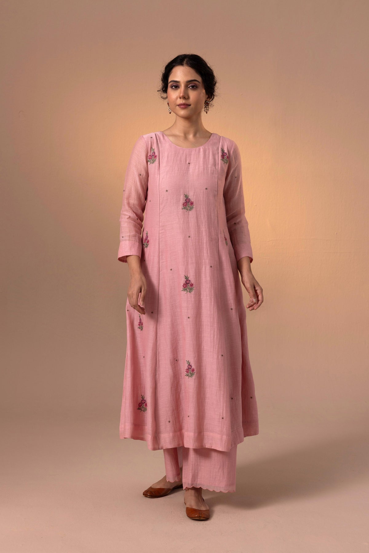 Noor Kurta Set -Dusty Pink