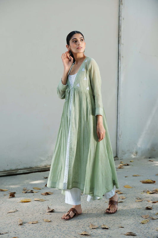 Charlotte Overlay kurta set Green