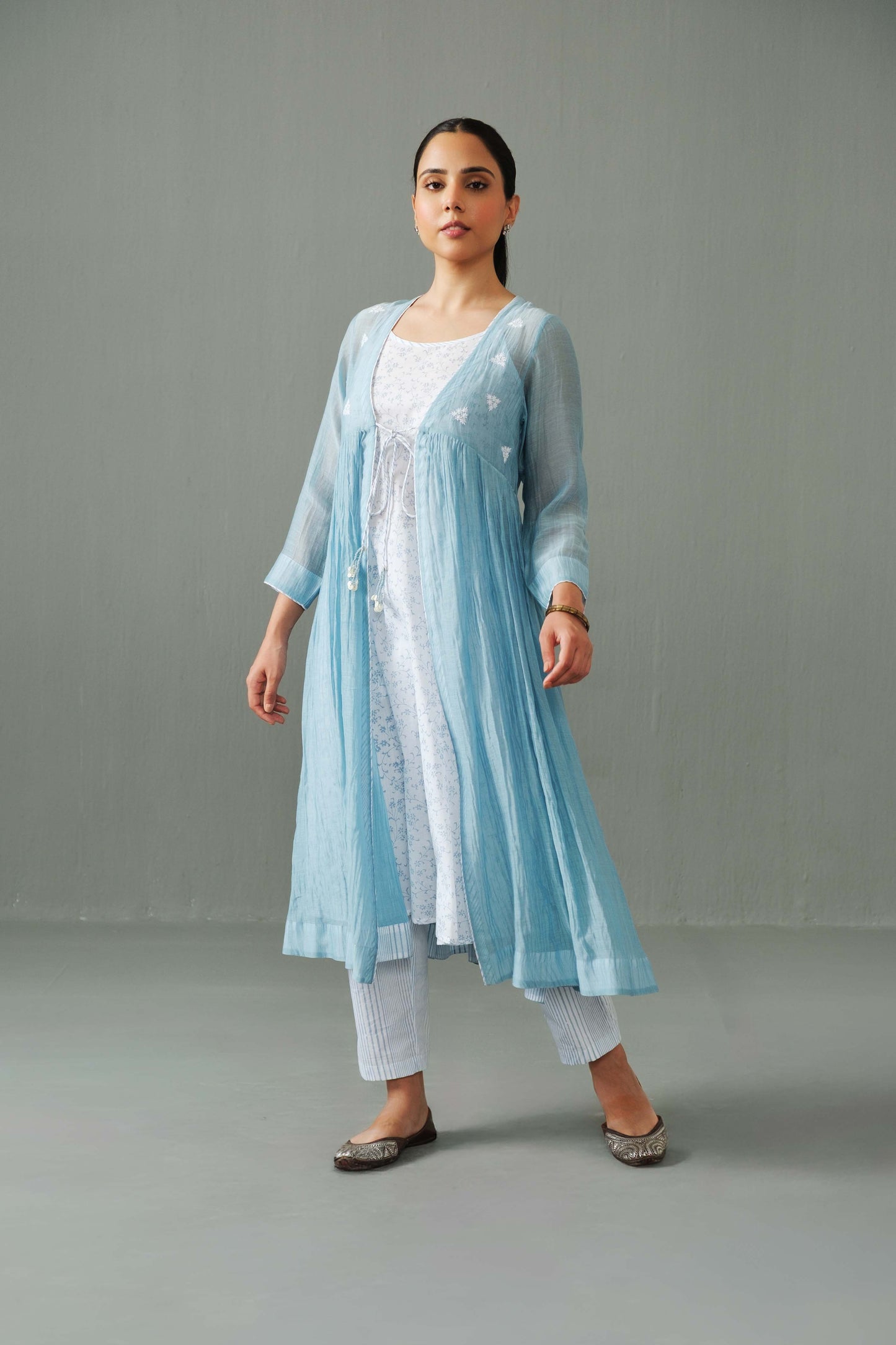 Charlotte Overlay kurta set blue
