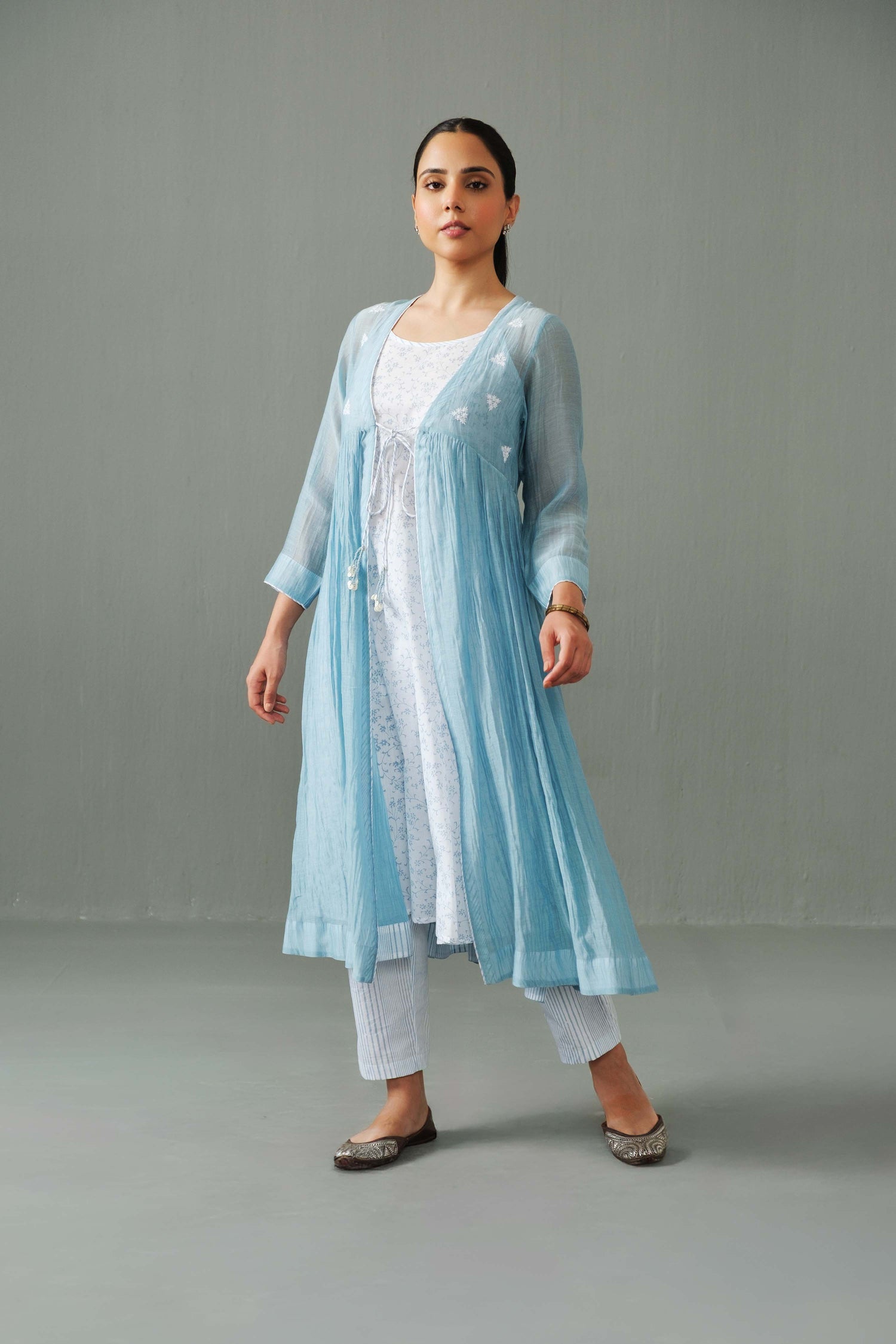 Charlotte Overlay kurta set blue