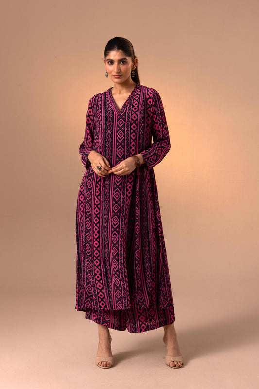 Thea Kurta Set - Black Pink