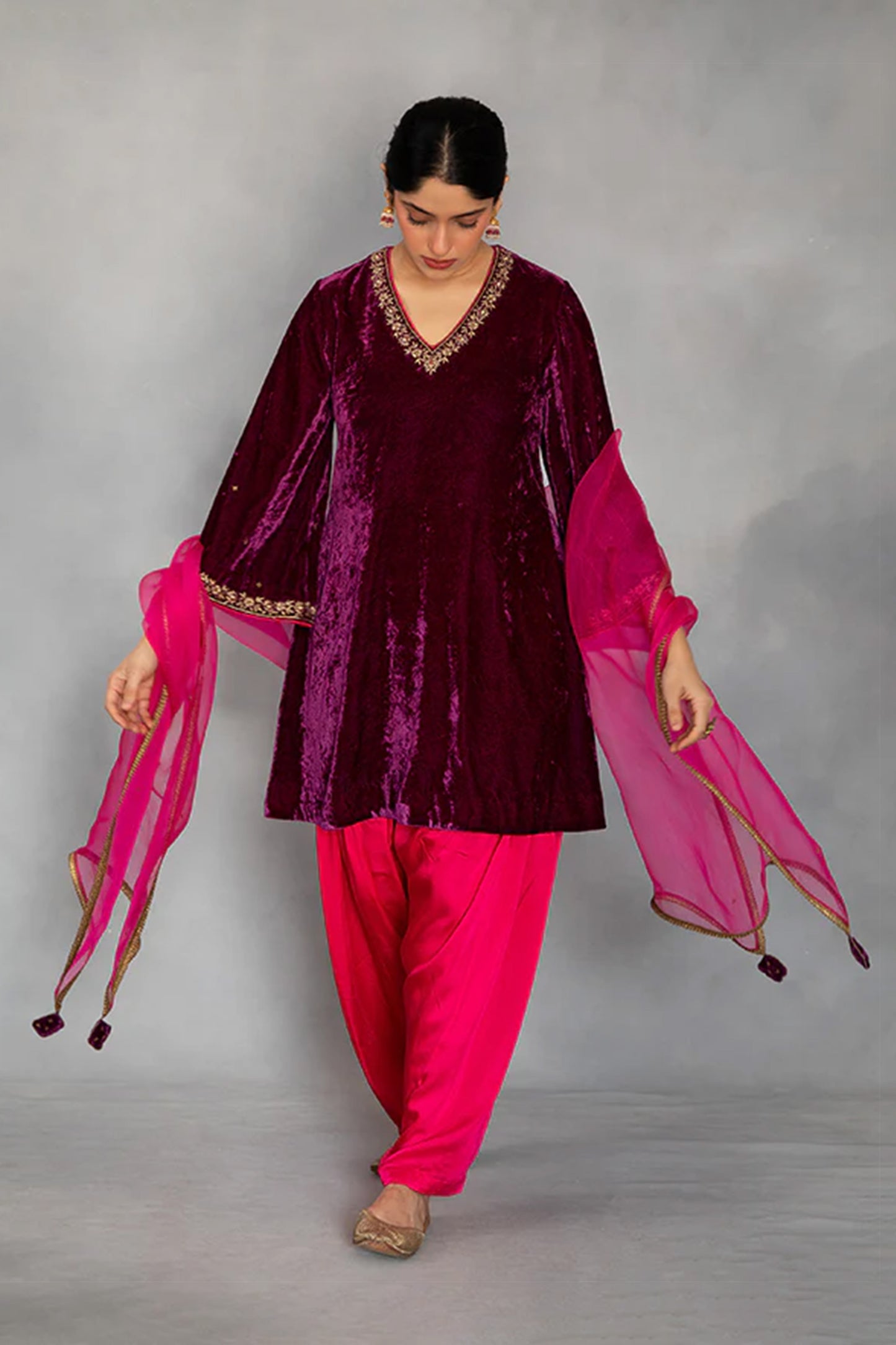 Zoya Kurta Salwar Dupatta Set Aubergine