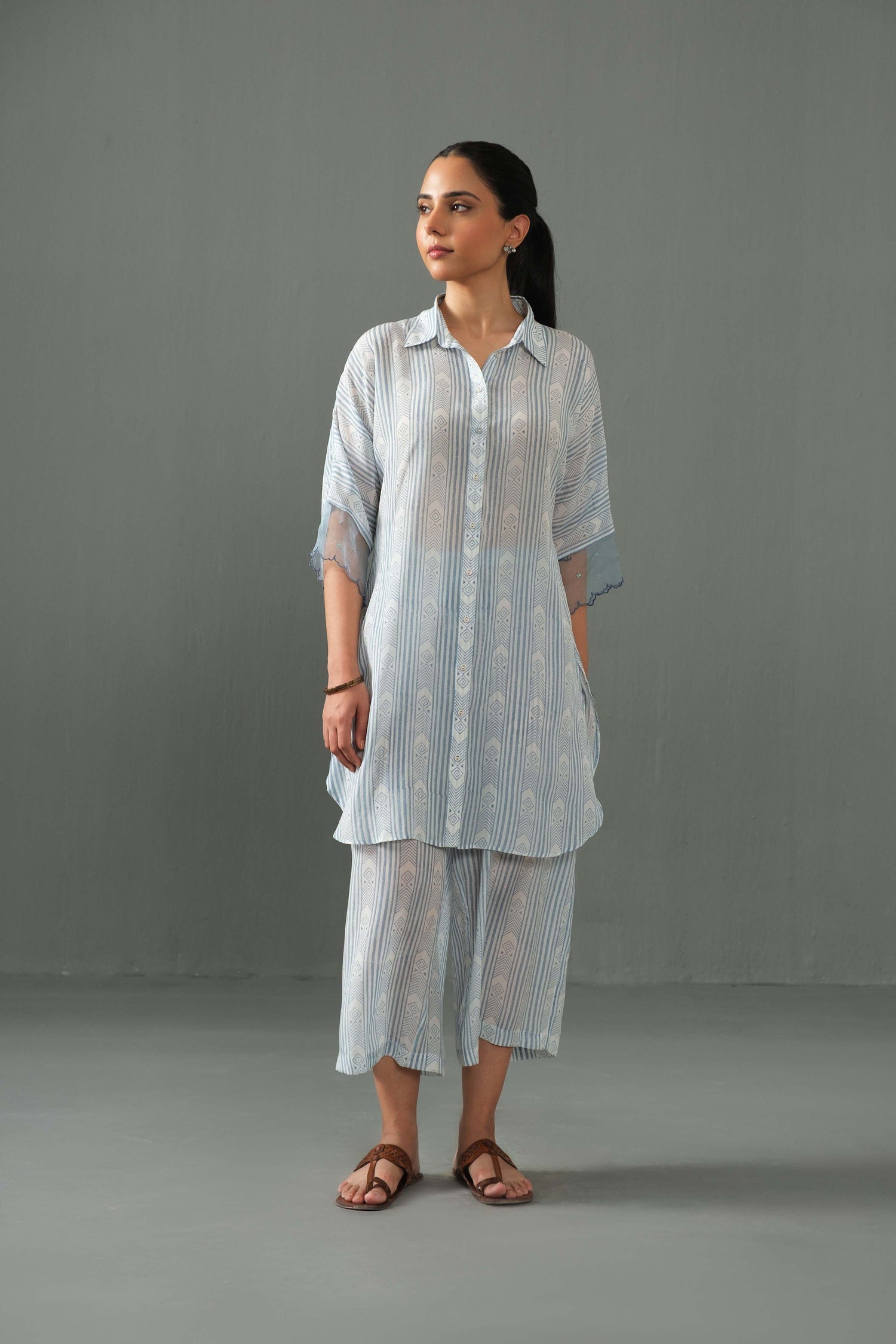 Linda Block Print Co-ord set Blue