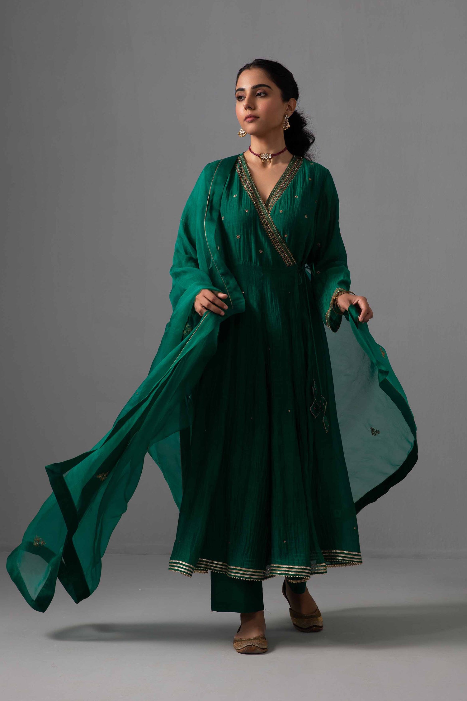 Raha Angrakha Set Emerald Green