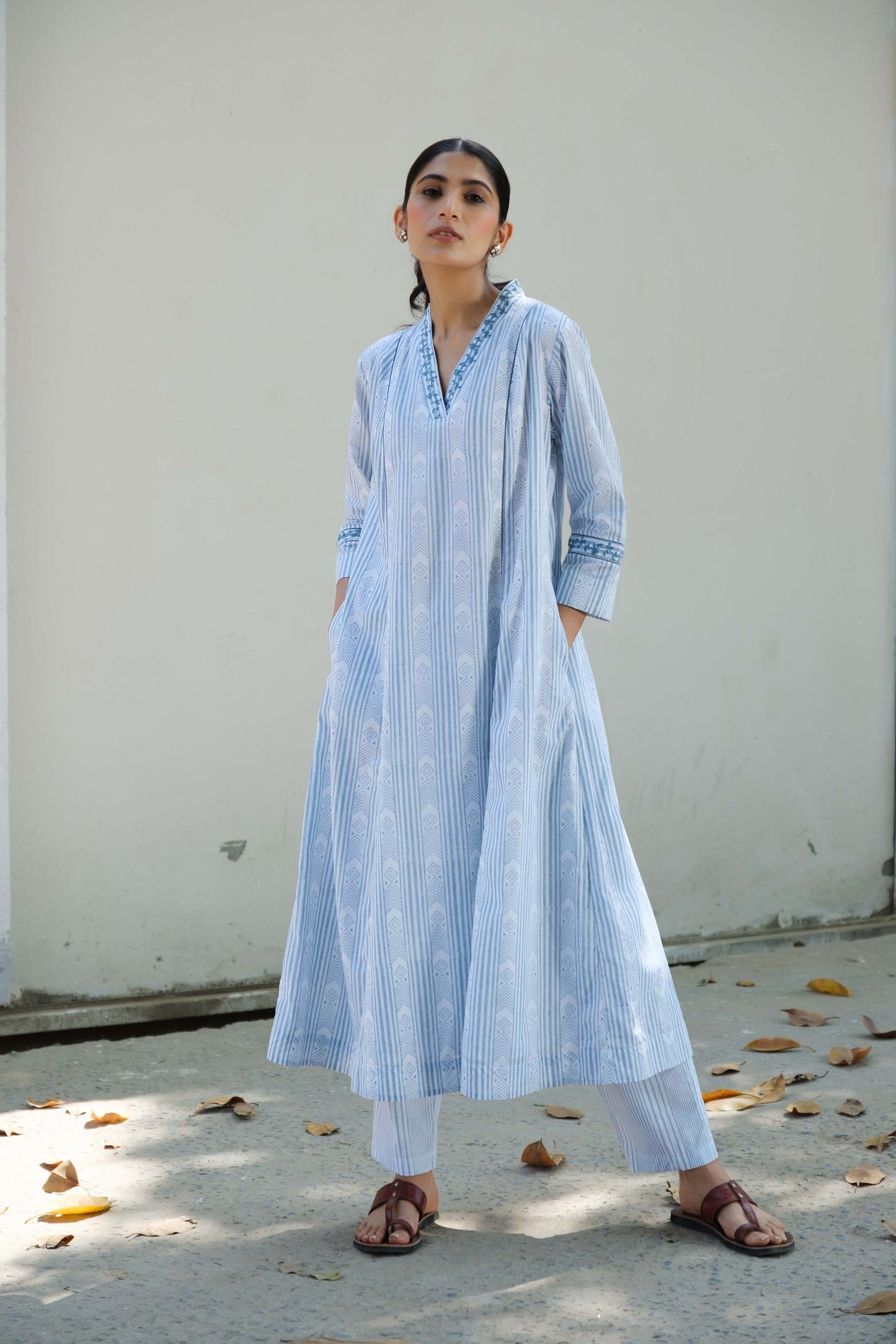 Ankita block print kurta set Blue