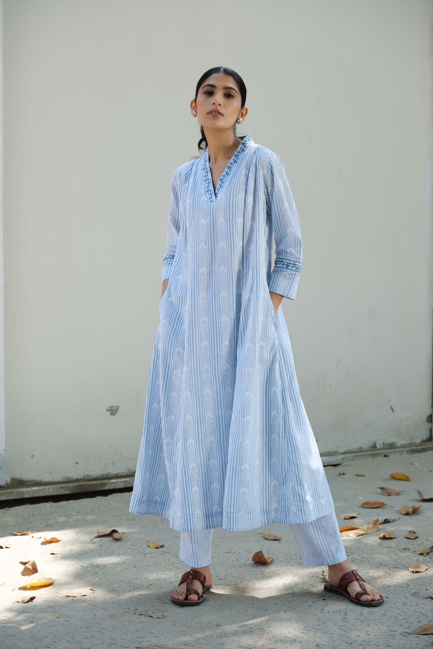 Ankita block print kurta set Blue