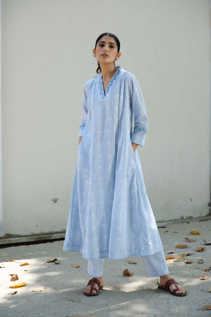 Ankita block print kurta set Blue