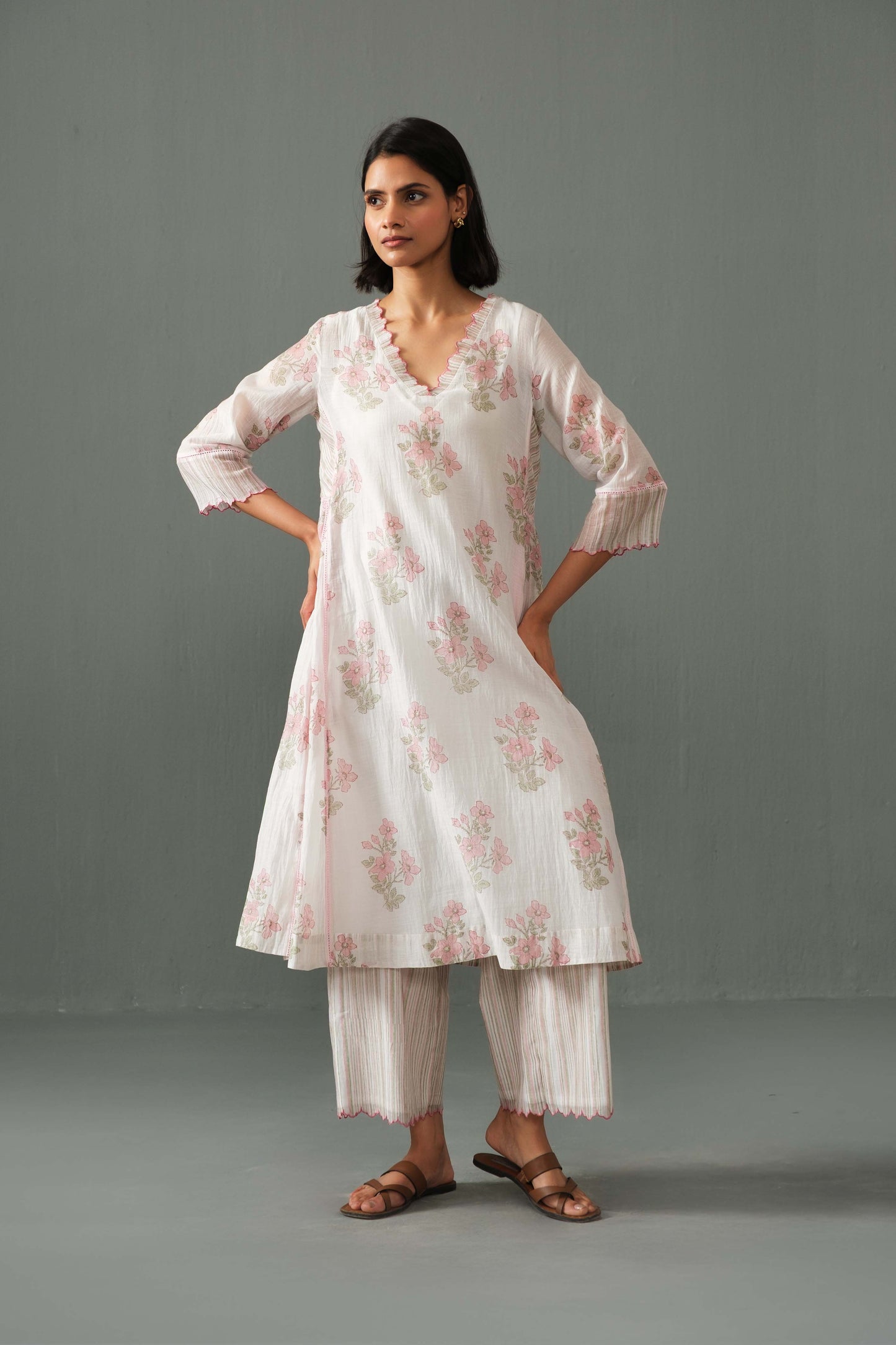 Sagarika Block Print kurta set Pink