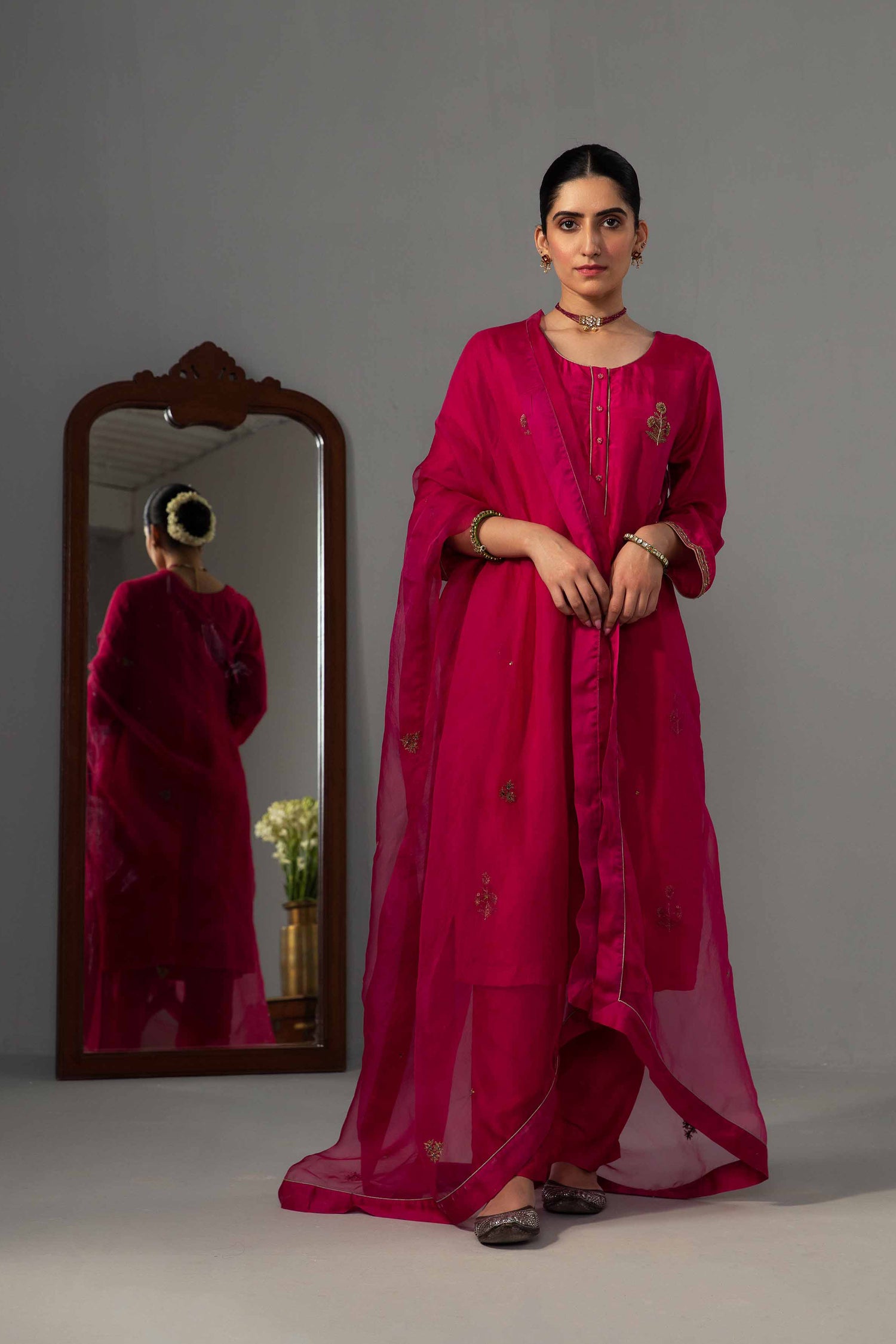 Kushi Kurta Dupatta Set Fuschia