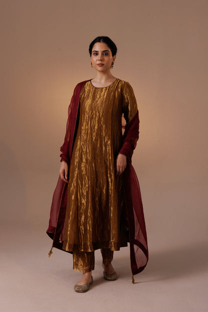 Noor Tissue Kurta Set - Gold