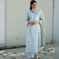 Abha block print kurta set-Green