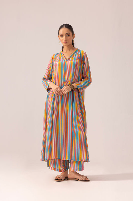 Thea Kurta Pant Set Multicolor Strips