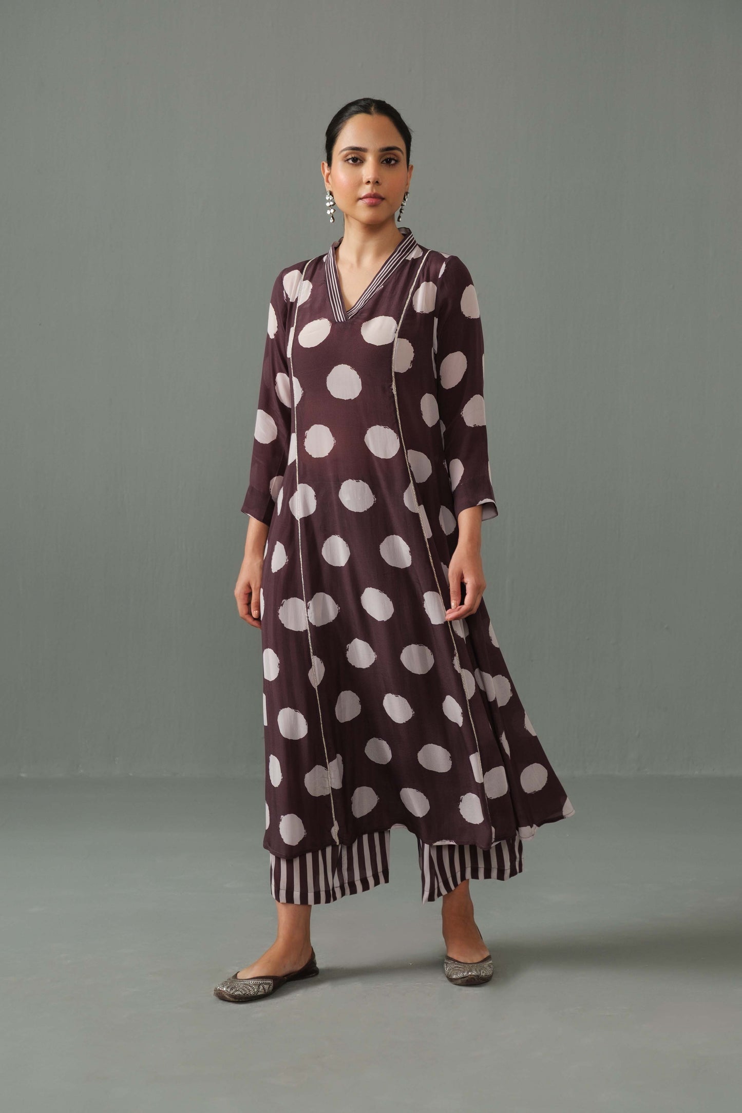 Thea Polka Dot Co-ord Set Brown