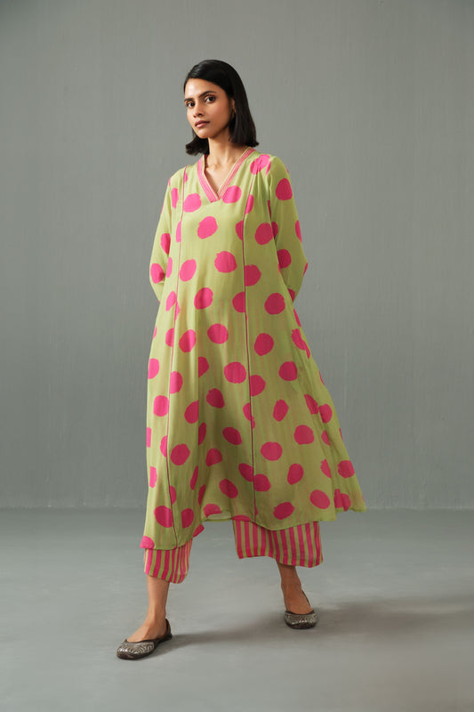 Thea Polka dot co-ord set Green