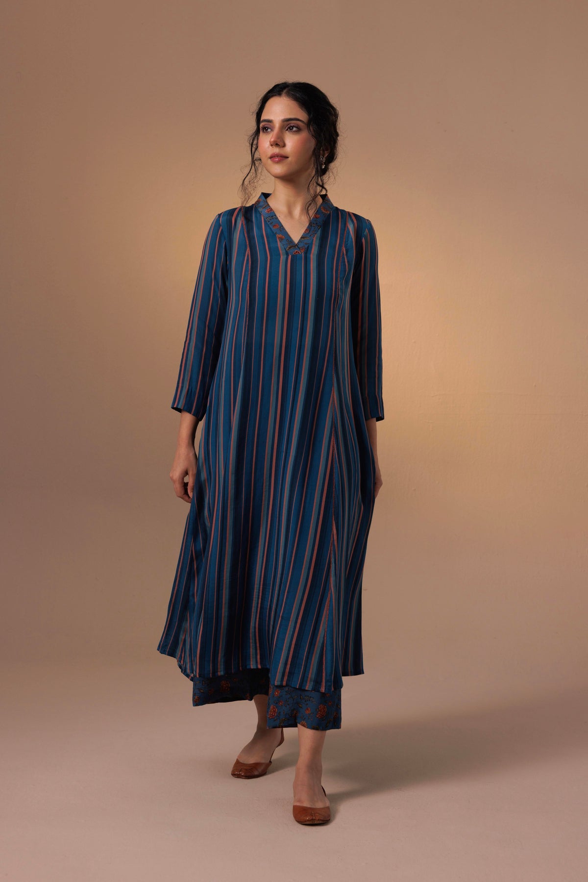 Thea Kurta Set Blue Stripes