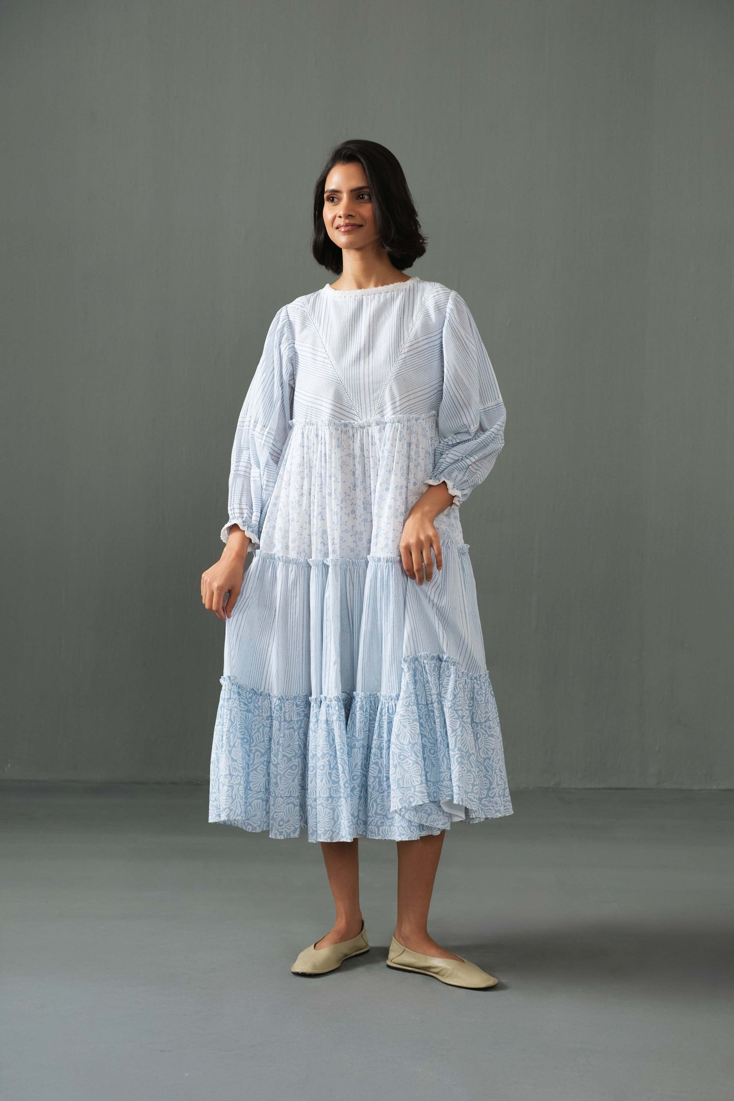 Megan Block Print Dress Blue