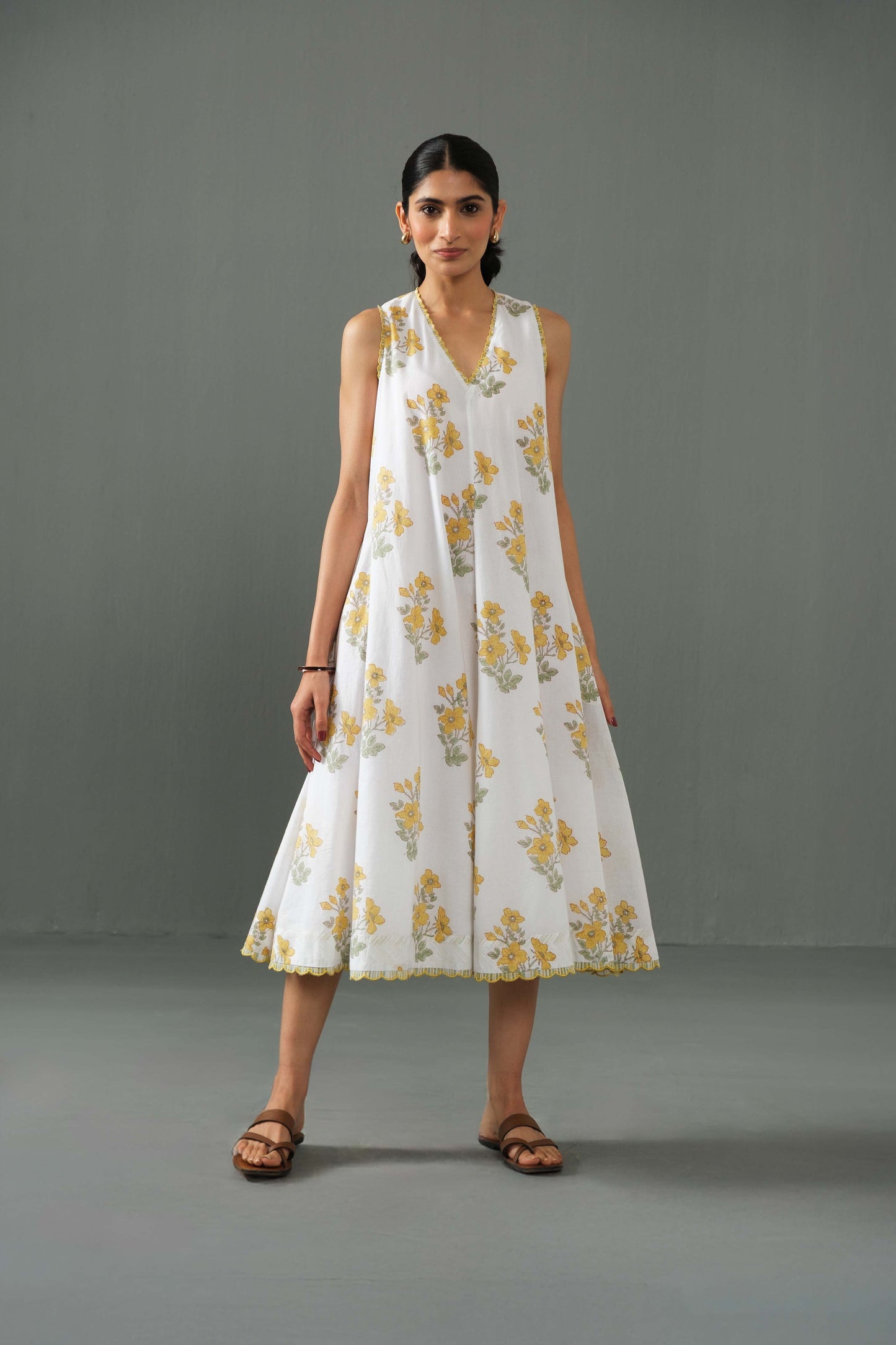 Orchid Block Print Dress yellow