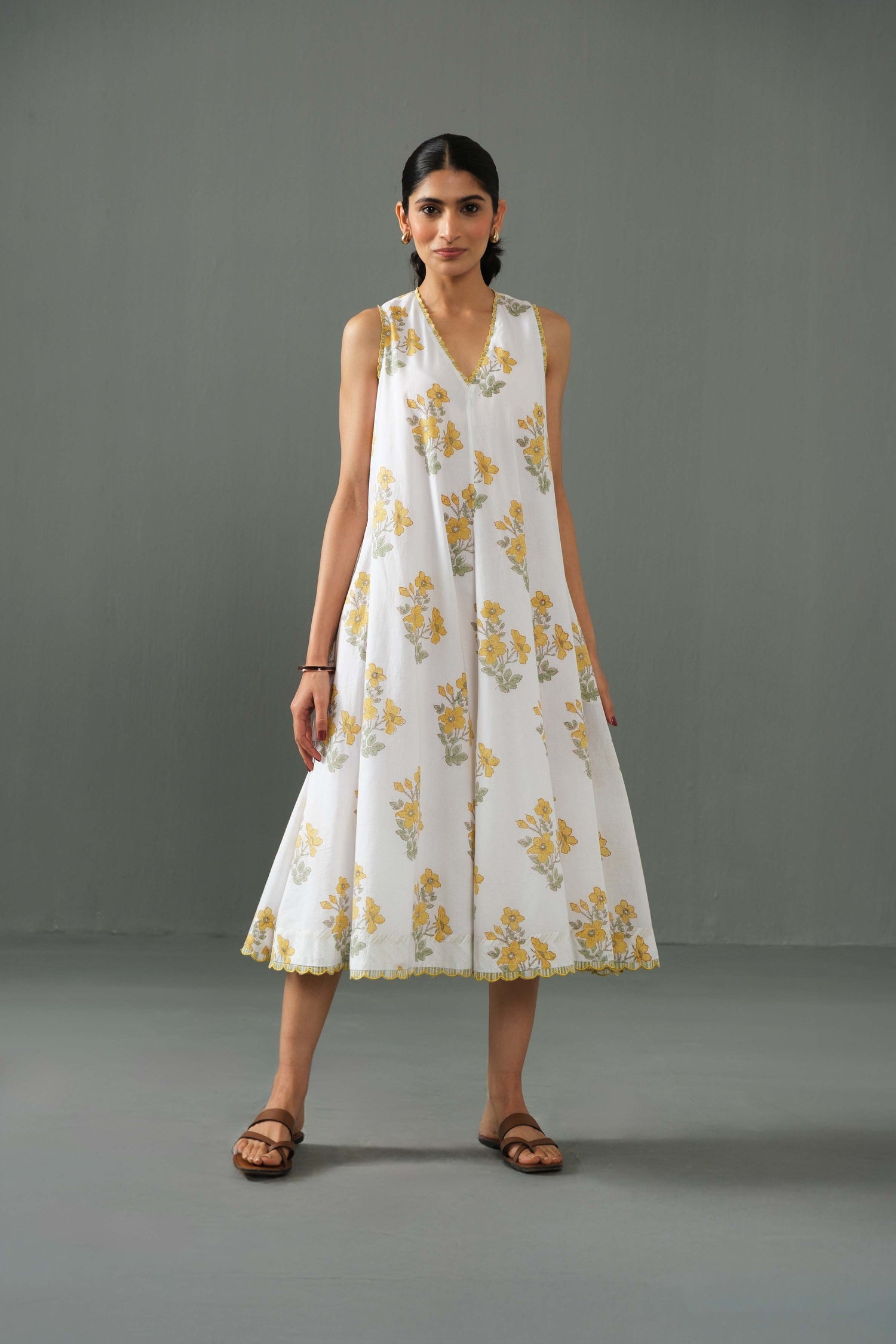 Orchid Block Print Dress yellow