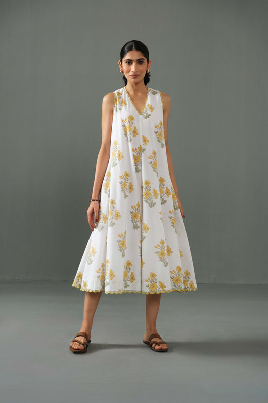 Orchid Block Print Dress yellow