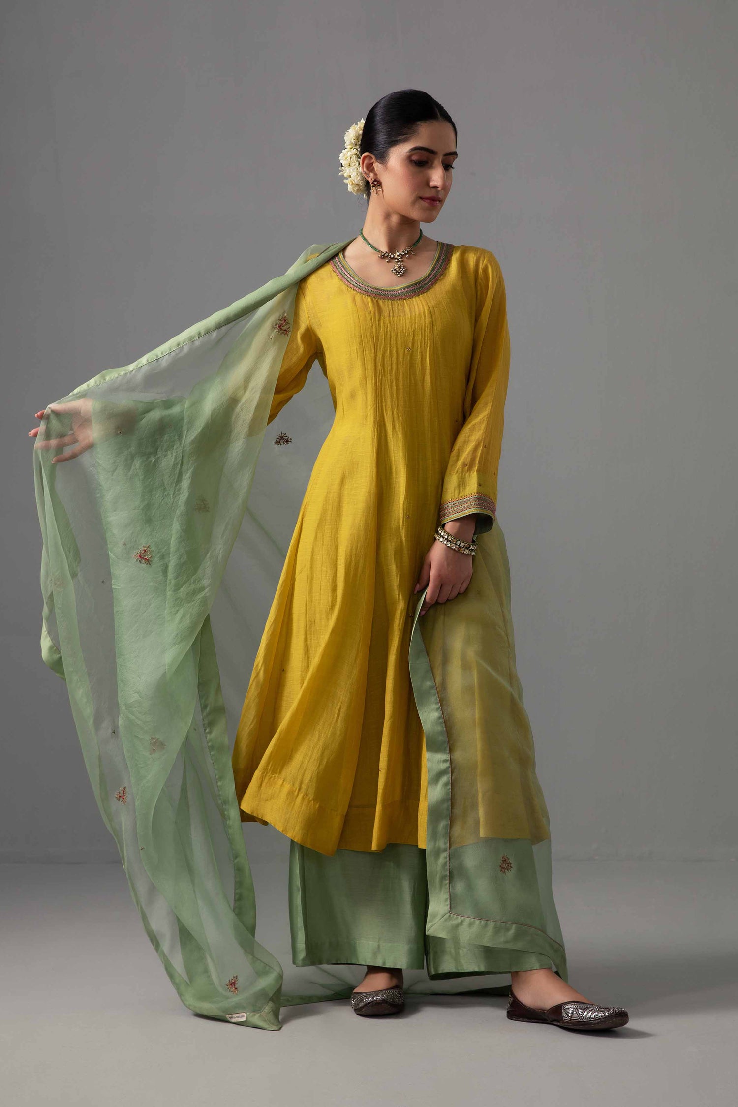 Rukmani Anarkali Set Yellow