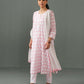 Abha block print kurta set- Pink