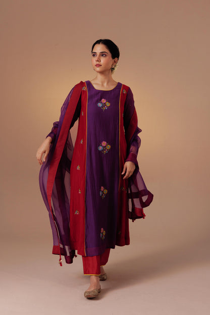 Noor Kurta Set -Aubergine