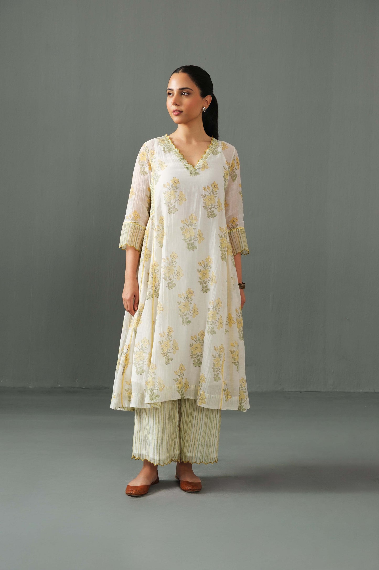 Sagarika Block Print kurta set yellow