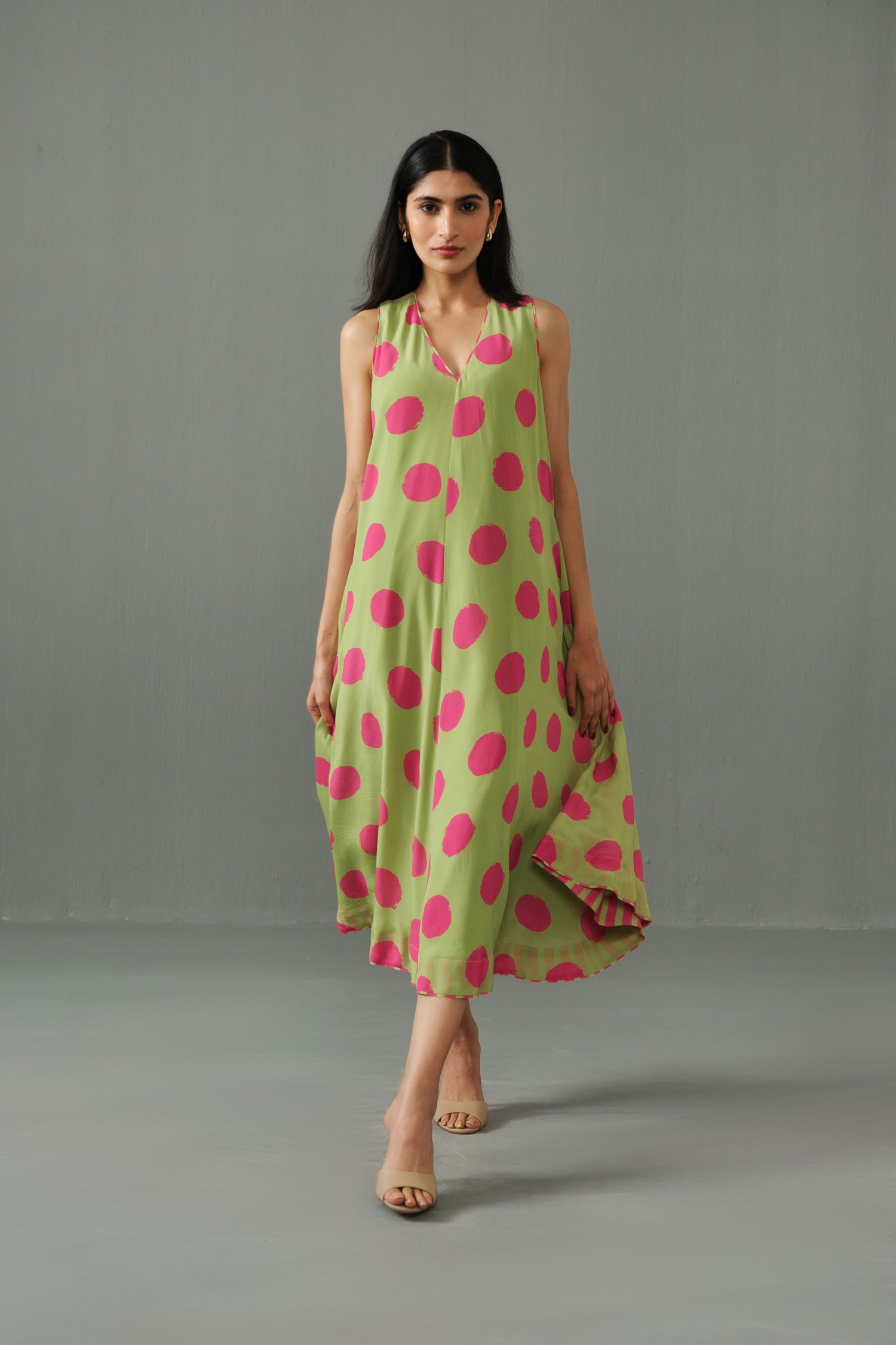 Orchid Polka Dress Green