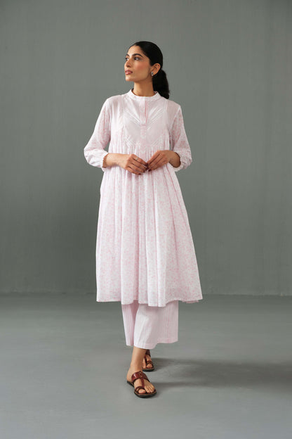 Jane Block Print Kurta Set Pink