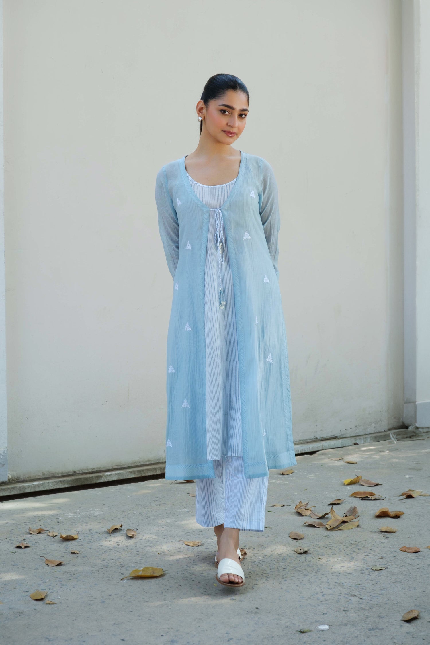 Olivia overlay kurta set blue