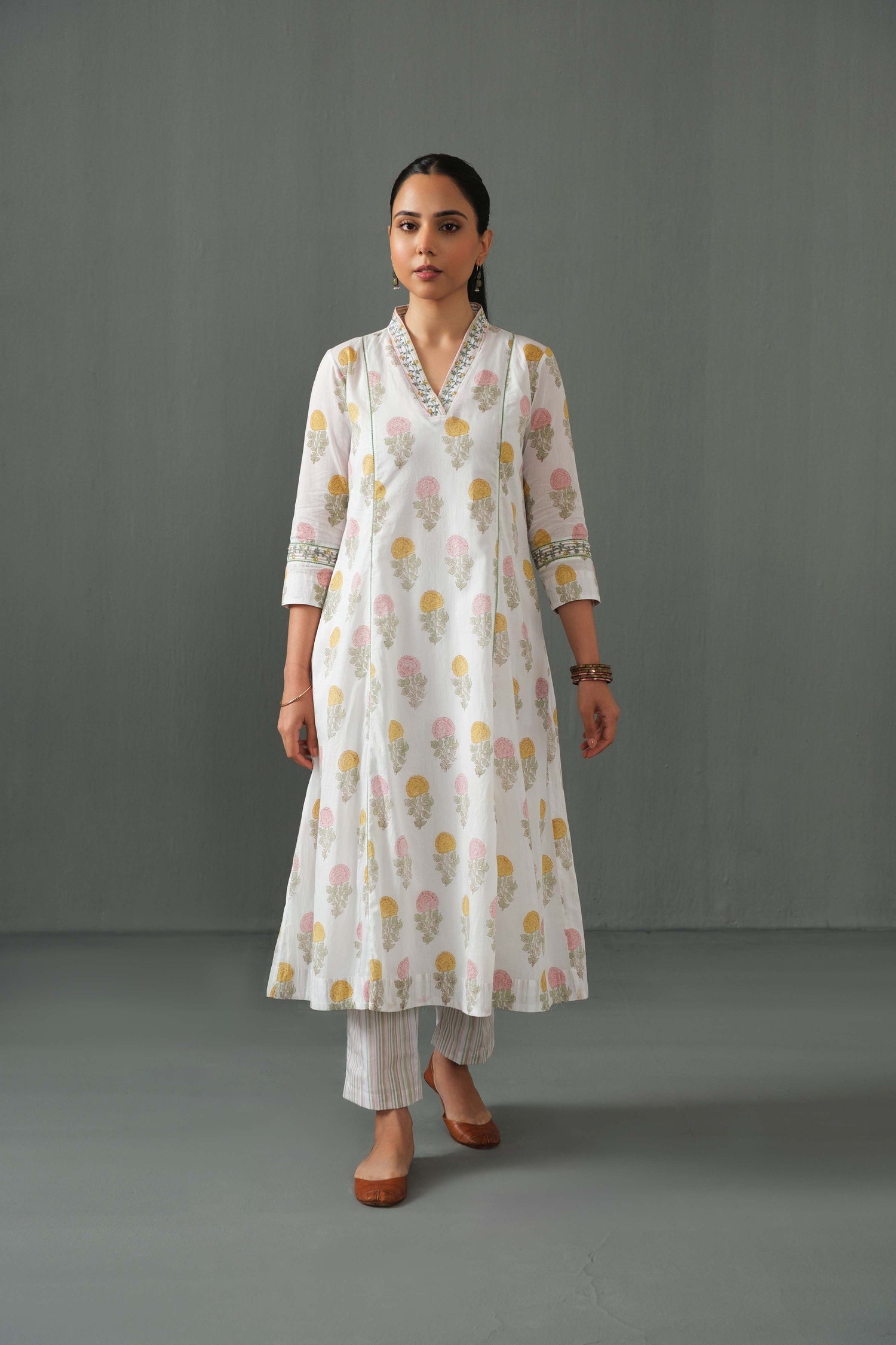 Ankita block print kurta set multi