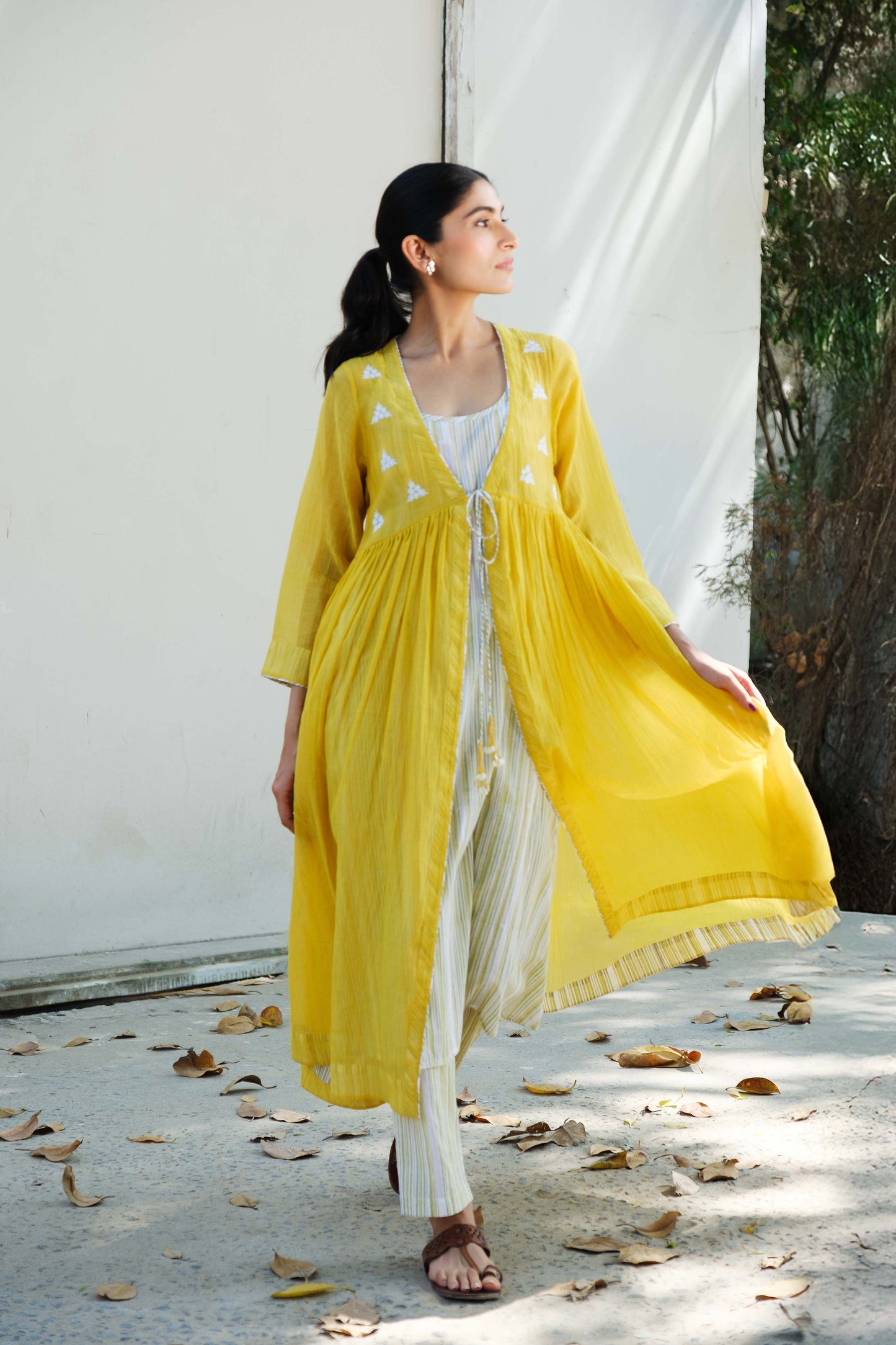 Charlotte Overlay kurta set yellow