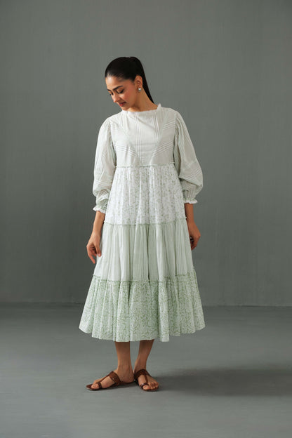 Megan Block Print Dress Green