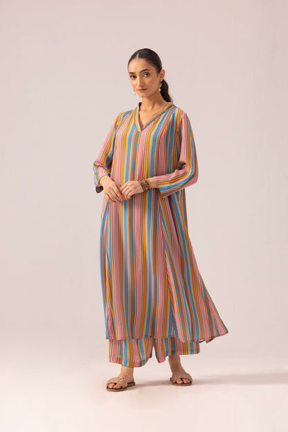 Thea Kurta Pant Set Multicolor Strips