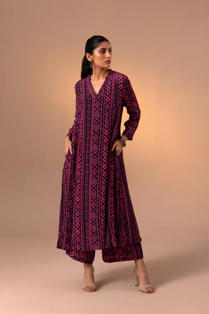 Thea Kurta Set - Black Pink