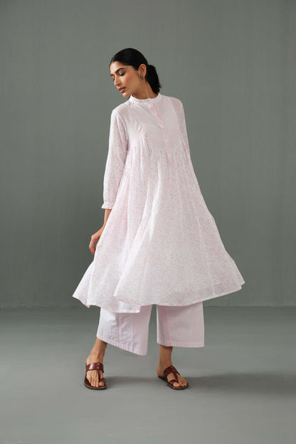 Jane Block Print Kurta Set Pink