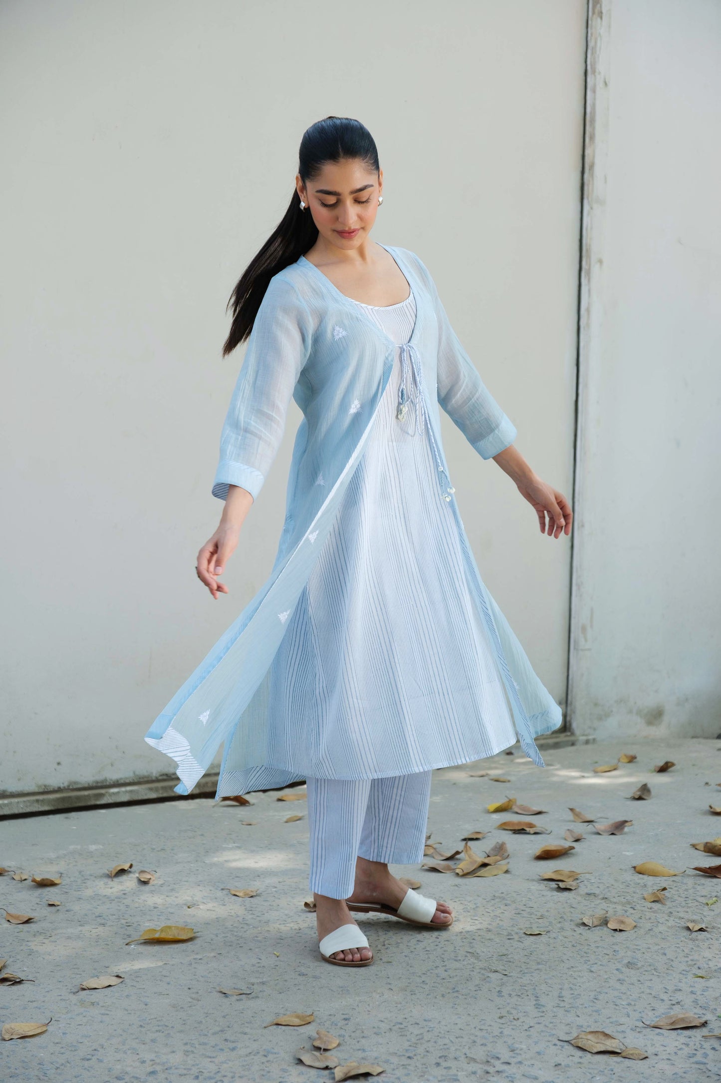 Olivia overlay kurta set blue