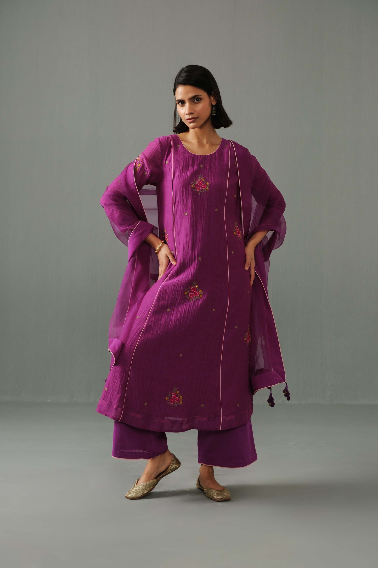 Noor Kurta Set Purple aubergine
