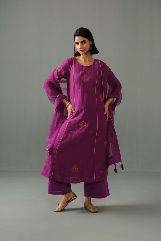 Noor Kurta Set Purple aubergine