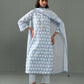 Abha block print kurta set- Blue