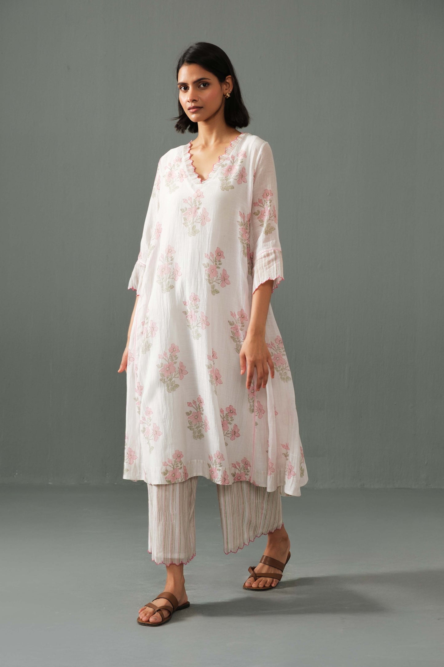 Sagarika Block Print kurta set Pink