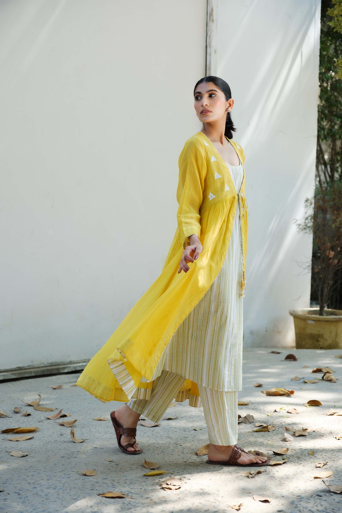 Charlotte Overlay kurta set yellow