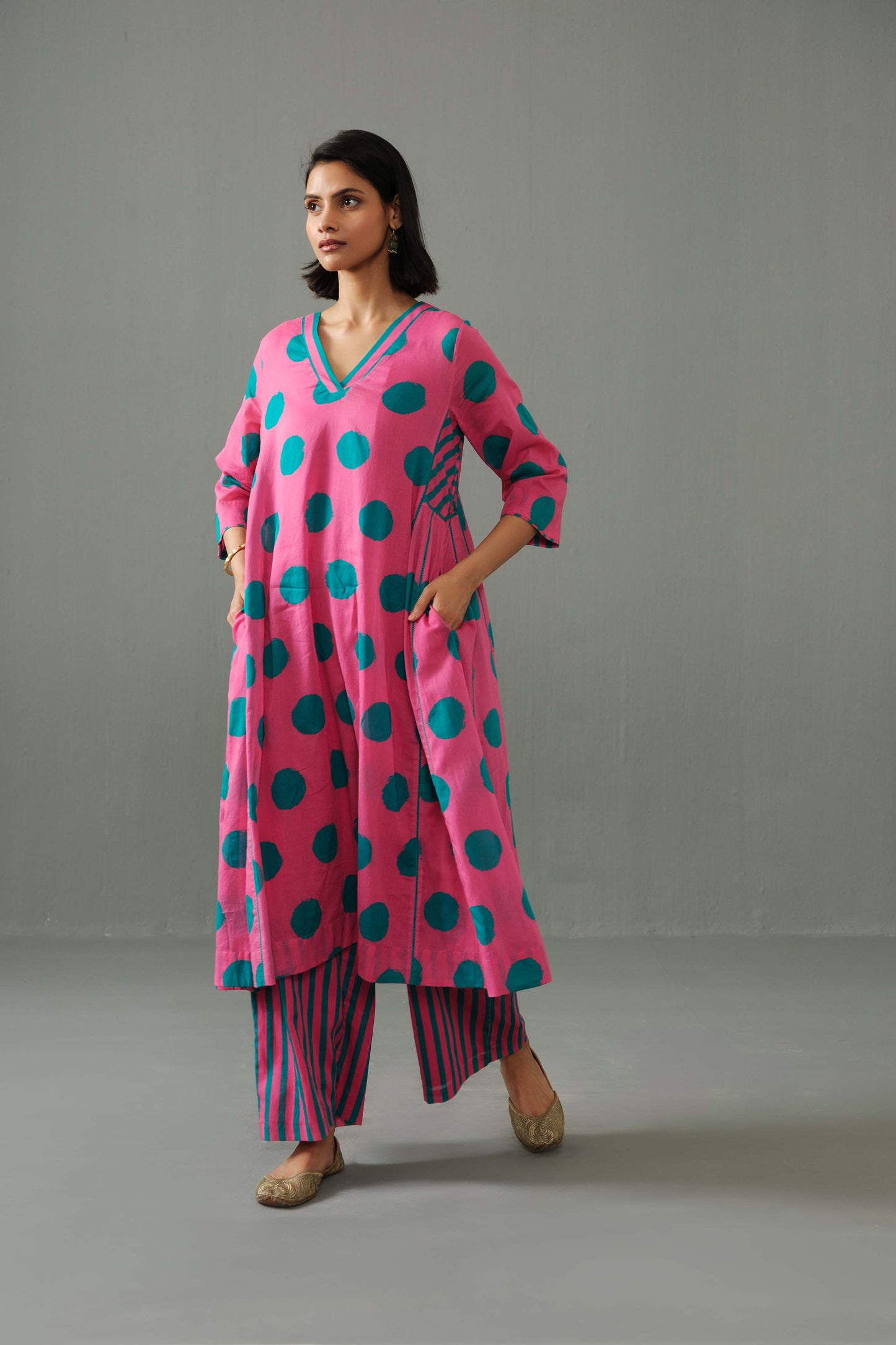 Sagarika polka dot kurta set Pink