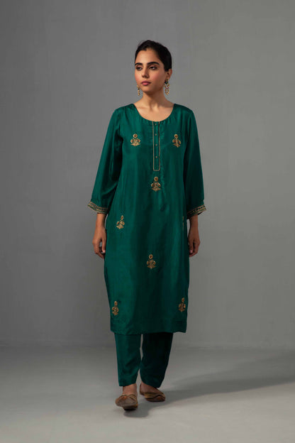 Kushi Kurta Dupatta Set Emerald Green