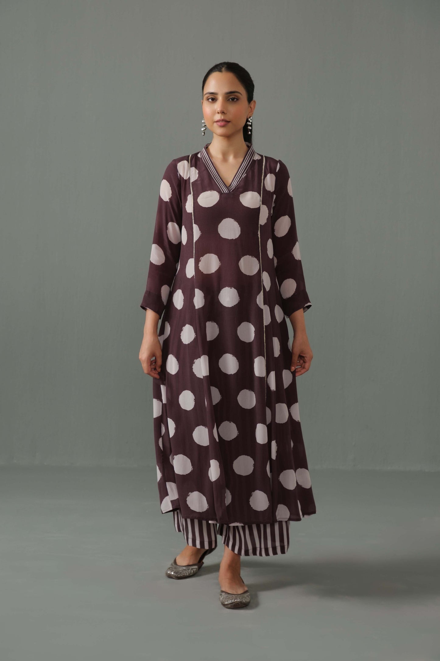 Thea Polka Dot Co-ord Set Brown